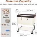 StorageWorks Laundry Cart, 2 Tier Rolling Laundry Basket, Heavy Duty Laundry Basket with Lockable Wheels, Laundry Room Organization and Storage, Clothes Hamper for Bedroom, Dorm, Closet, 46Gal, Beige