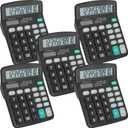 5 Pack Calculator Bulk, 12 Digits Calculators Desktop with Large LCD Display and Sensitive Butto, Solar and Battery Dual Power, Desk Calculator for Office, School, Home