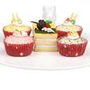 MyGift Decorative White Ceramic Cake Stand with Rabbit Design, 16-Inch Dessert Serving Tray