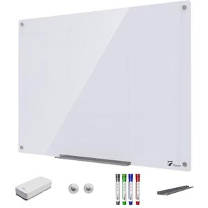 TOWON 47 x 35 Inch Glass Magnetic Dry Erase Board, Glass White Board for Wall, Clean Whiteboard Dry Erase Large, Brilliant White