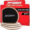 Super Sliders 7" Reusable Slide and Hide Furniture Sliders for Carpet, Beige (4 Pack)