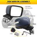 Right Passenger Side Mirror Assembly Compatible with Renegade 2015-2023 Heated & Signal Light (and Temperature Sensor) Prime Paint 7+2 Pins