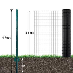 ARIFARO Fence Posts 4 Feet Sturdy Duty Metal Fence Post, Pack of 10, No Dig Garden U Post for Wire Fencing Steel Post for Yard, Outdoor Wire