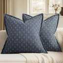MIULEE Decorative Burlap Linen Throw Pillows Covers 18x18 Inch Blue Vintage Couch Pillow Covers Outdoor Modern Farmhouse Pillowcase Woven Textured Cushion Cases for Sofa Bed Livingroom