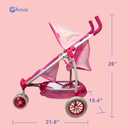 ANIVIA Twin Doll Stroller Heart Design, 1:1 Foldable Double Doll Pram, Suitable for Ages 3+, Dolls Up to 36cm, Pink, DA601T Black, 21.6 x 15.3 x 25.9 Inches