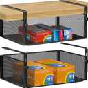 2Pack Under Shelf Basket Organizer,Adjustable Hanging Holder for Cabinet Pantry Kitchen Cupboard Desk Counter Bookshelf Organization Add-on Space Saver Heavy Duty Slide-in (Black, Large)