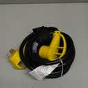 POWGRN 30 Amp RV Extension Cord 15 FT Outdoor with Grip Handle, Flexible Heavy Duty 10/3 Gauge STW 3 Prong RV Power Cord with Cable Organizer, NEMA TT-30P to TT-30R, Black-Yellow, ETL Listed