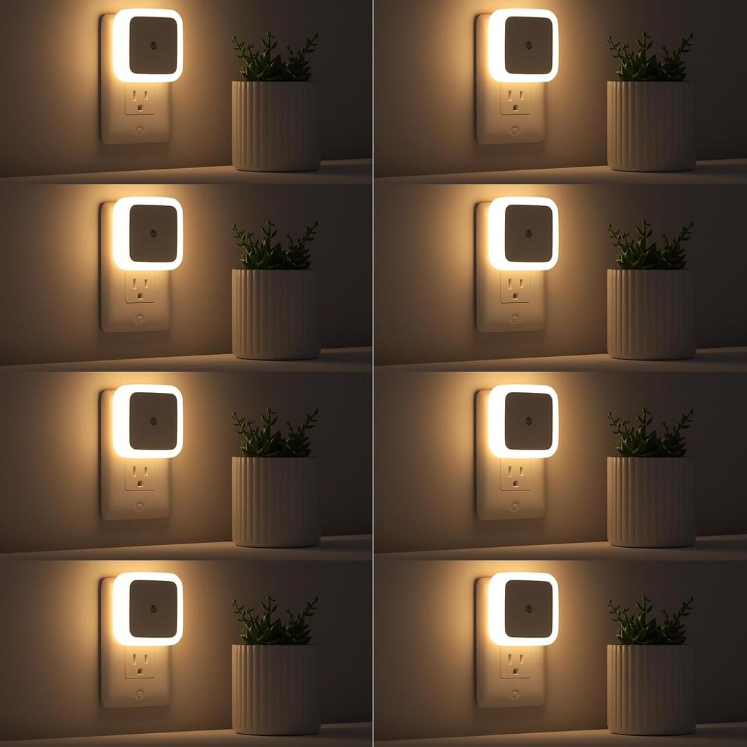 Sujeet Night Light, Night Lights Plug into Wall 8-Pack, Plug in Night Light, Dusk to Dawn Nightlight Led Night Lights for Bedroom, Bathroom, Hallway Warm White