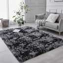 TABAYON Shaggy Tie-Dyed Dark Grey Rug, 2x3 Area Rugs for Living Room, Anti-Skid Extra Comfy Fluffy Floor Carpet for Indoor Home Decorative