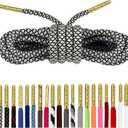 Loop King Laces 1 Pair Luxury Rope Shoe Laces with Gold Tips (3-5 Eyelets / 75cm / 30", Black White)