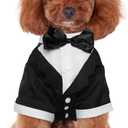 Kuoser Dog Tuxedo, Formal Dog Costume with Bow Tie Pet Wedding Suit Party Birthday Outfit, Dogs Tux Soft Shirt for Valentines Christmas Halloween Graduation Cosplay, Black M