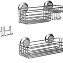 Shower Caddy Suction Cup 2 Pack With Hooks & Soap Holder, Heavy Duty Bathroom Shower Organizer, No Drilling Shelves(A12-sky Blue)