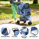 KMFurnila 3 Wheel Pet Stroller for Dogs and Cats, Foldable, Lightweight and Durable, Ideal for Small to Medium Pets, Includes Storage Basket and Cup Holders
