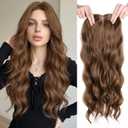 Hair Toppers for Women Thinning Hairs 24 Inch Long Layered Topper Curly Synthetic Wiglets Pieces Lace Hand-Tied Hairline Synthetic Heat Resistant Clip on Hair Topper for Women Copper Brown
