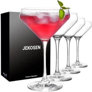 JEKOSEN Crystal Martini Cocktail Glasses 11 Ounce Set of 4 With Premium Gift Box Premium Strong Lead, Clear