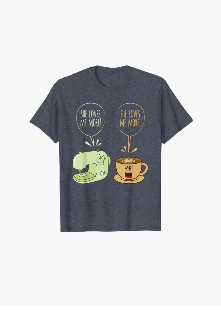 Sewing Machine Coffee Funny Sew Quilting Seamstress Sewer T-Shirt, Size 3XL