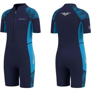 Seaskin Kids Wetsuit for Boys Girls Toddler, 2mm Front Zip Thermal Swimsuits Shorty Diving Suits Size 6