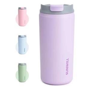 SUNWILL Insulated Coffee Mug with Lid, Leak Proof Tumbler Stainless Steel, 12 oz Travel Cup for Office, Home, Powder Coated Iceberg