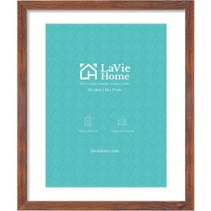 LaVie Home 22 x 28 Picture Frame Brown Poster Frame,Display Pictures 18x24 with Mat or 22x28 Without Mat, Stable and Sturdy Frame and Polished Plexiglass, Suitable for wall decoration（1 Pack）