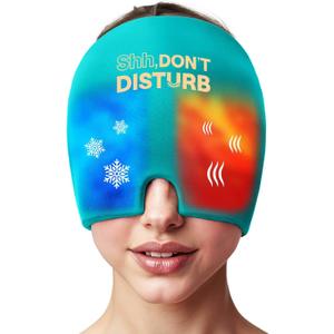 Migraine Relief Cold Cap  Reusable Gel Ice Pack Head Wrap for Headaches, Puffy Eyes, Sinus Pressure, Hangover  360 Compression Migraine Hat for Women & Men  Cooling Cap for Tension & Stress Relief (Blue)