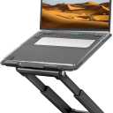 tounee Telescopic Laptop Stand for Desk with 360 Swivel Base, Sit to Stand, Height Adjustable, Portable Riser Holder for Good Posture, Compatible with MacBook Pro, All Laptops 10-17" - Black