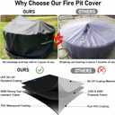 QH.HOME Fire Pit Cover Round Super Waterproof, 41"-44" D X 24" H Outdoor Round Firepit Cover 600D Strong Tear Resistant, UPF 50+ Fire Pit Covers Premium Fading Resistant for Outdoor Fire Pit - Black
