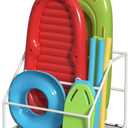 Pool Float Holder, Poolside Float Storage, Rust-Proof Float Rack, Anti-UV Float Organizer, Outdoor Pool Float Container for Floaties, Noodles (Basic Plus, White)