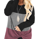 DOLNINE Womens Plus Size Knotted Tops Long Sleeve Tee Shirts Loose Casual Blouse 2XL