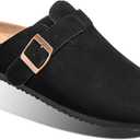BULLIANT Comfort Clogs Slippers Sandals Nurse Work Shoes Unisex for Men Women with Cushioned Cork-Footbed(Black-12 Women/ 10 Men)