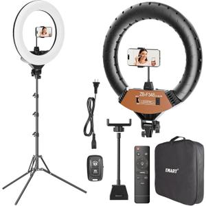 EMART 18-inch Ring Light with Stand, 2800-6500K LED Photography Lighting Kit with Phone Holder, Selfie Light for Vlog Live Streaming Video Makeup Tattoo Barber Studio