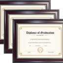 GraduatePro 11x14 Diploma Frame Display 8.5x11 Document Certificate, Professional Wooden Look with Black Over Gold Double Mat, Real Glass (Mahogany With Gold Beads, 8.5x11/Pack of 3)