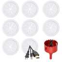 2 Inch (50 mm) Desk Grommet - 8 Pieces Cable Cover, ABS Plastic Cord Hole Cover with Hole Saw for Wires Through Countertop, White
