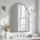 Arched Wall Mirror, 24x30 Brushed Nickel Bathroom Mirror, Arch Bathroom Mirror SUS304 Stainless Steel Frame 1 Deep Set Wall Mounted Vertical for Bathroom Remodel,Over Sinks, Home Decor