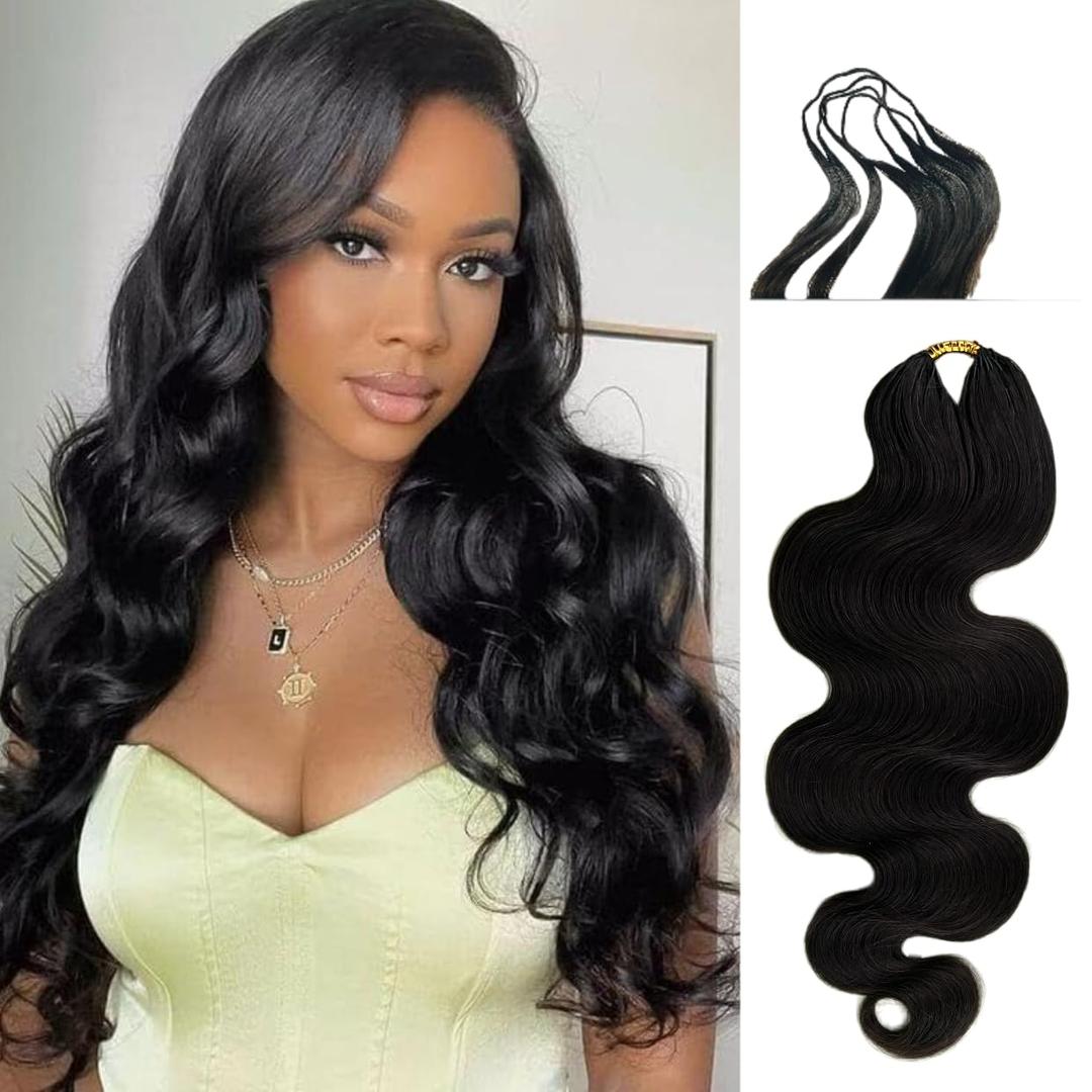 100% Human Hair Body Wave Knotless Pre-Separated Crochet Hair feather crochet human hair extensions for Women Natural Color 18 Inch 120g