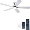 KNUN 52 inch Ceiling Fans with Lights, Silver Low Profile Ceiling Fan with Remote Control and App, Double-sided Fan Blades, 3CCT Dimmable LED, Noiseless, Flush Mount Ceiling Fan for Bedroom, Patio