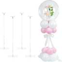 YALLOVE Balloon Stands for Table Set of 4, Adjustable Height 15.75 Inch, 23.62 Inch Balloon Centerpiece Stand, Acrylic Balloon Stick Holder with Base for Party Decorations (Balloons Not Included)