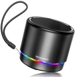 Portable Bluetooth Speaker 5.4, Mini Speaker, 12H Battery Life & Noise Reduction Mic, Metal Cover, TWS Pairing, Wireless Speaker with RGB Lights for Home/Travel/Outdoor by Music Lovers-Black