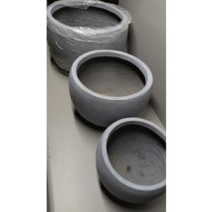 Kante Round Concrete Planter Set of 3-11.8"/15.7"/19.9" Dia Bowl-Style Flower Pots with Drainage Hole for Patio, Garden, and Home (9.4"/12.8"/16.5" Opening), Gray
