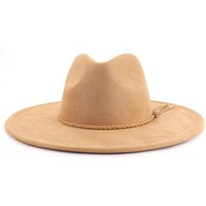 LIDHAY Big Wide Brim Fedora Hats for Women Men Western Suede Hat Large Felt Panama Hat Rancher Hat