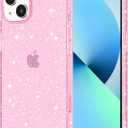 JJGoo Compatible with iPhone 13 Case, Glitter Soft TPU Shockproof Protective Bumper Cover, Sparkle Bling Sparkly Cute Slim Women Girls Phone Case for iPhone 13, 6.1inch, Pink Glitter