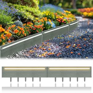 Solar Lights Outdoor for Yard, 20FT Connectable Landscape Lighting Edging with 10 Pcs No Dig Garden Border, Waterproof Solar Pathway Lights Outdoor for Patio Decor, Flowerbed Edging, Gray