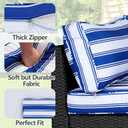 14Pcs Outdoor Cushion Covers Replacement Washable Waterproof UV w/Zipper for 6-Seaters Sofa Patio Slipcovers Set Seat and Back Covers Only (Deepblue Stripe, 23.6x23.6inch)