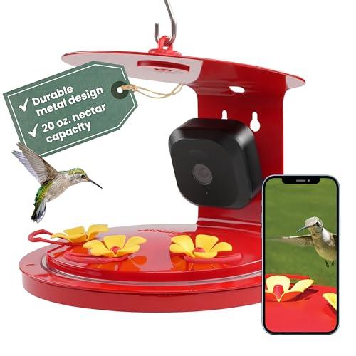Perky-Pet Smart Bird Feeder with Camera for Hummingbirds - 20 oz Nectar Capacity, Motion Activated 1080p HD, WIi Fi, Camera Feeder Gift Idea