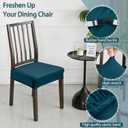 KELUINA Dining Chair Seat Covers, Stretch Velvet Chair Seat Slipcovers Protector, Removable Washable Kitchen Chair Covers for Dining Room Chairs (Set of 2, Teal)