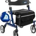 Rollator Walkers with Ergonomic Seat for Seniors,Foldable Rolling Walker with 8" All Terrain Wheels, Handles and Brakes for Seniors and Adult