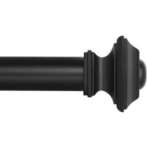 Ivilon Drapery Treatment Window Curtain Rod - Square Design 1 1/8 Rod. 72 to 144 Inch. Black