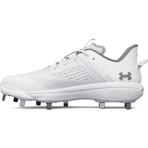Under Armour Men's Yard Low MT Baseball Cleat, (100) White/ White/ Metallic Silver, 7.5