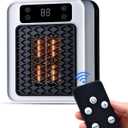 Space Heater Indoor, 450W PTC Programmable portable wall heater,Remote plug in wall outlet heater with LED Display, Thermostat,Timer, Overheat Protection, Faster Heat for Home,Office,Bathroom (white)