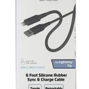 ZGEAR SILICONE CABLE LIGHTNING 6FT GREY