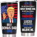 Best Bonus Dad Fathers Day Gift from Daughter Son Kids - Funny Birthday Gifts for Bonus Step Dad Stepdad, 20 OZ Stainless Steel Insulated Travel Coffee Tumbler Cup